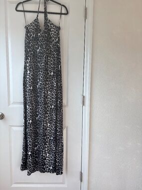 Express Cheetah Print Gray and Black Maxi Dress